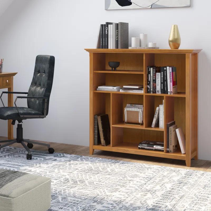 Simpli Home Amherst 44"W Solid Wood Multi Cube Bookcase with 8 Different Sized Storage Cubbies