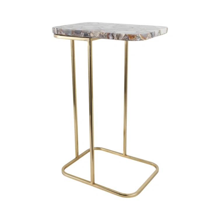 Sagebrook Home 24X15" Agate Top C-Table, White/Gold & Reviews | Perigold