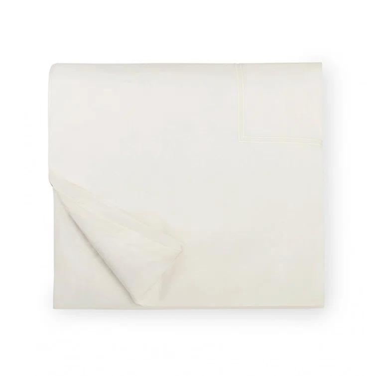 Ivory Cotton Full/Queen Percale Duvet Cover with Satin Stitch