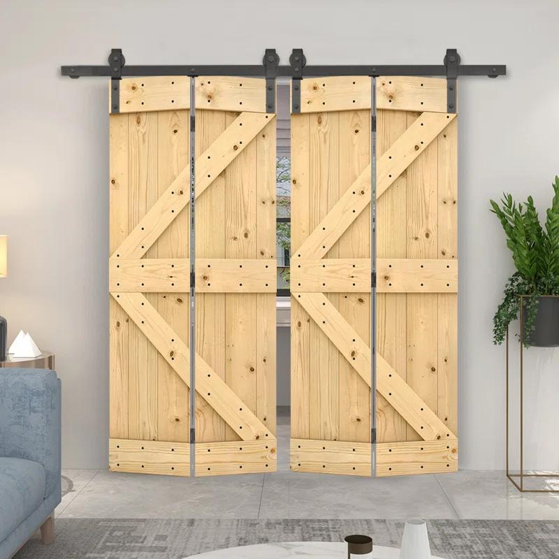 Calhome 84'' Solid Wood Barn Doors Painted without Installation Hardware Kit Barn Door