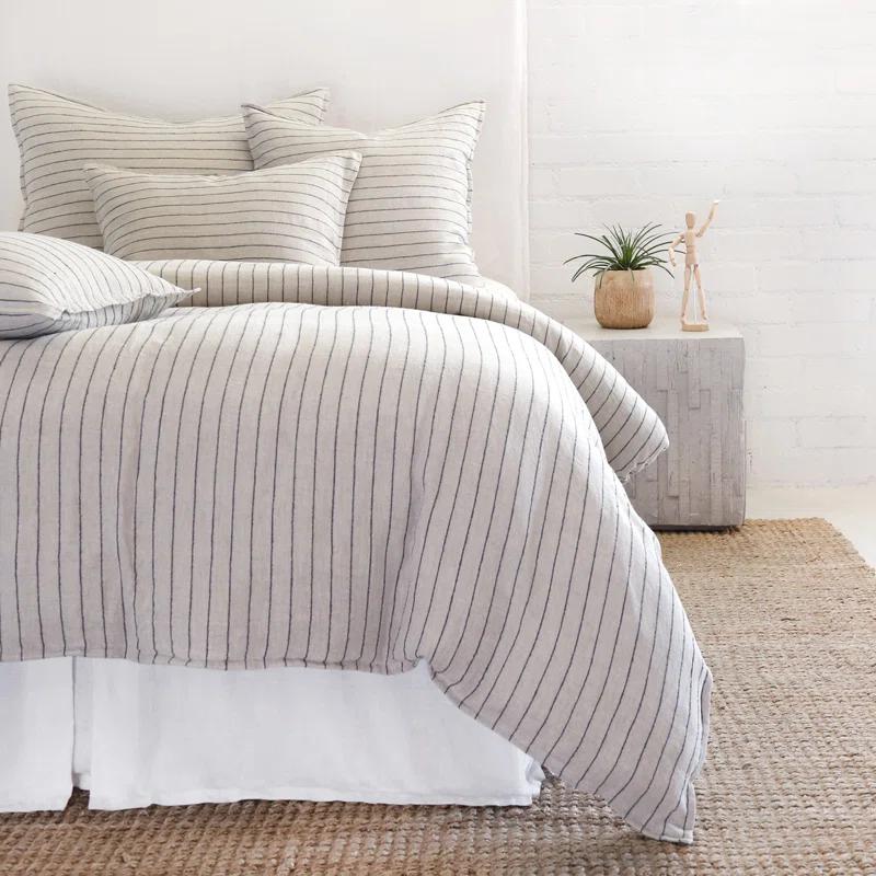 Blake Linen Duvet by Pom Pom at Home - Flax and Midnight / Queen