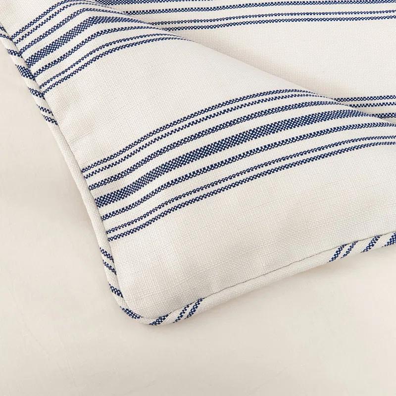 HiEnd Accents Prescott Ticking Stripe Pattern Woven Classic Chic Casual Farmhouse Coastal 3 Piece Duvet Cover Set