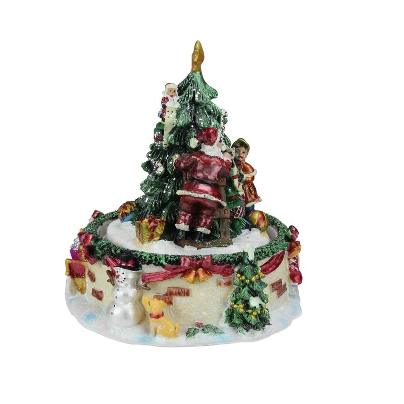 Northlight Seasonal 5.5" Musical Santa Claus and Christmas Tree Winter Scene Rotating Tabletop Decoration