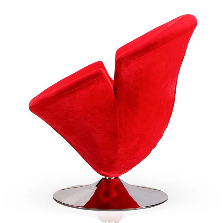 Manhattan Comfort Tulip Velvet Upholstered Swivel Barrel Chair in Red