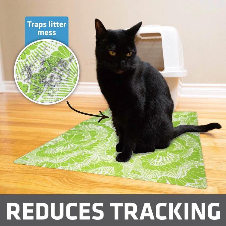 Drymate Cat Litter Mat for Litter Box, Protective & Decorative - Absorbent, Waterproof, Machine Washable