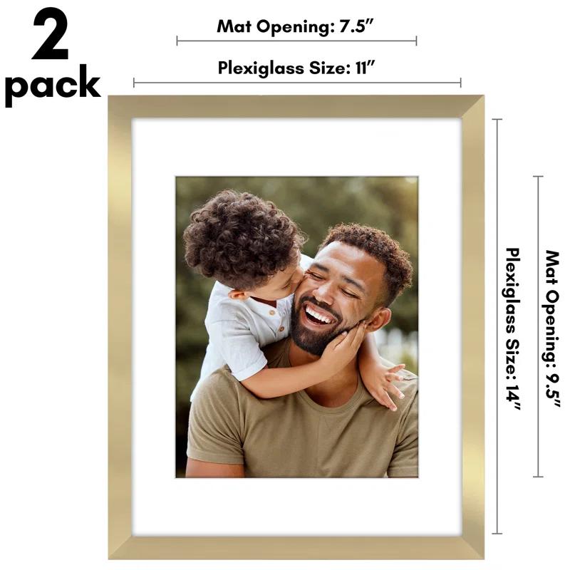 Americanflat 2 Pack of Picture Frames with Mat - Plexiglass Cover