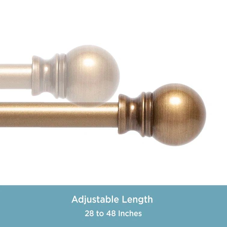 Kenney Kingstown Metal Adjustable 0.5" Single Curtain Rod