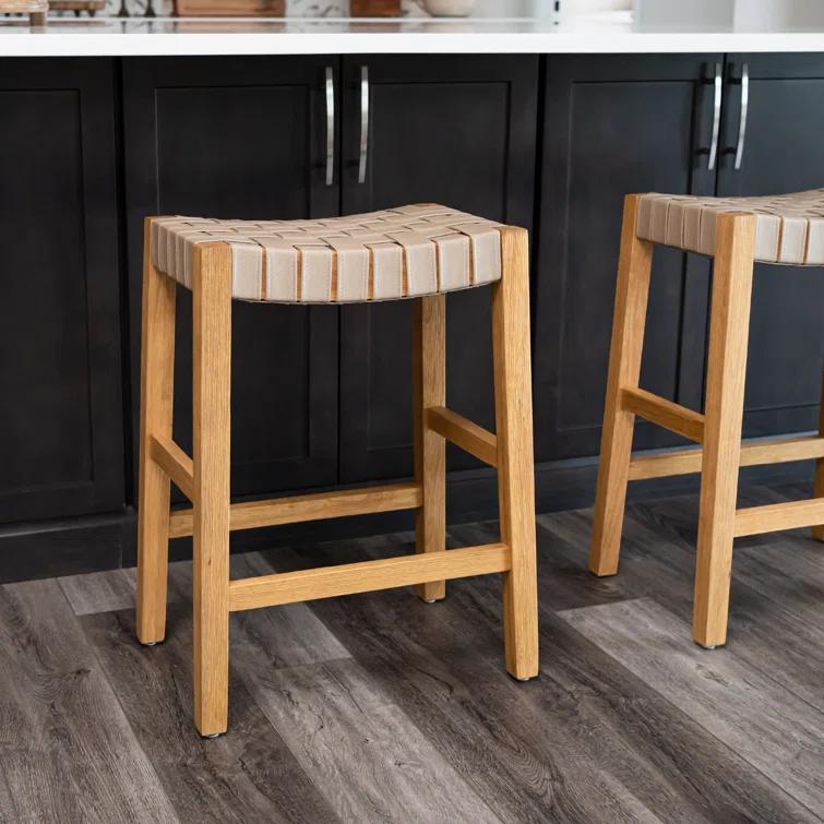 Maven Lane Maven Lane Emerson Kitchen Stool with Vegan Leather Upholstery
