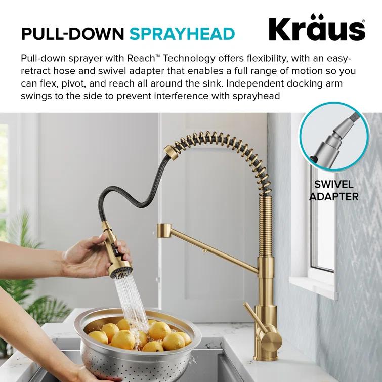 Kraus KRAUS Bolden 2-in-1 Commercial Style Pull-Down Single Handle Water Filter Kitchen Faucet for Reverse Osmosis or Water Filtration System KFF-1610BB