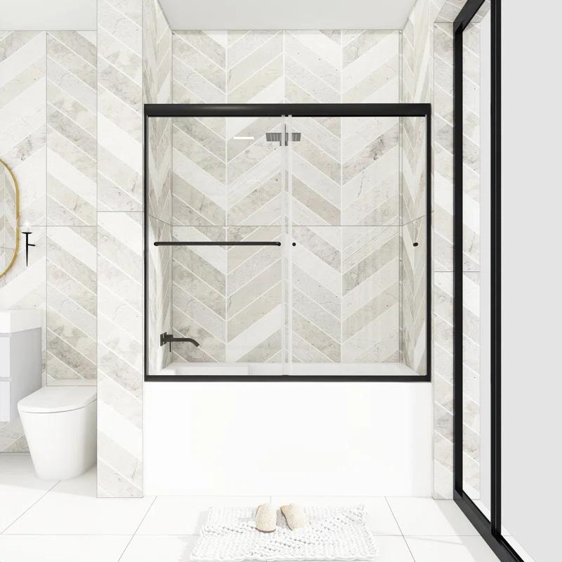 60" W x 58" H Double Sliding Framed Tub Door