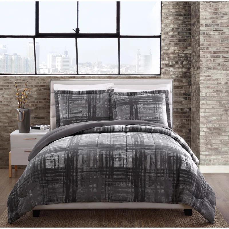 Style 212 Camden Modern & Contemporary Box Stitch Plaid Comforter Set