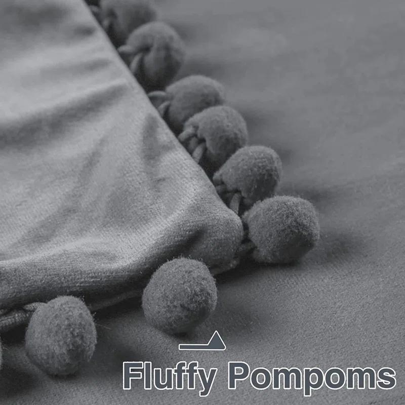 Deconovo Deconovo Pom-poms Velvet Reversible Pillow Cover (Set of 2)