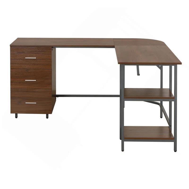 17 Stories Techni Mobili L-Shape Home Office Two-Tone Desk With Storage