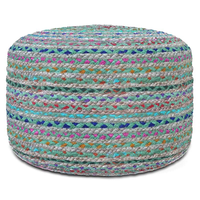 Simpli Home Margo 20"W Cotton and Jute Boho-style Pouf