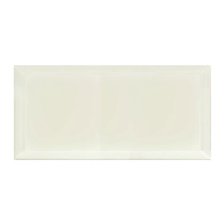 Abolos Frosted Elegance 8 in. x 16 in. Diamond Grade Glass Beveled Large Format Subway Decorative Kitchen & Bathroom Wall Tile