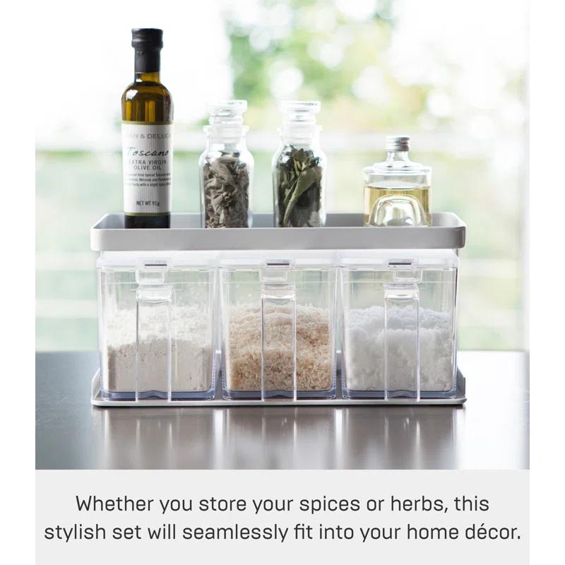 Yamazaki Home Tower Yamazaki Home Pantry Canisters With Rack, Kitchen Organizer, Triple, Steel + Plastic, Handles & Reviews | Wayfair