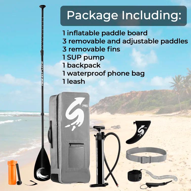 SereneLife Serenelife Inflatable Stand Up Paddle Board (6 Inches Thick) With Premium SUP Accessories & Carry Bag | Wide Stance, Bottom Fin For Paddling, Surf Control, Non-Slip Deck | Youth & Adult Standing Boat SLSUPB754