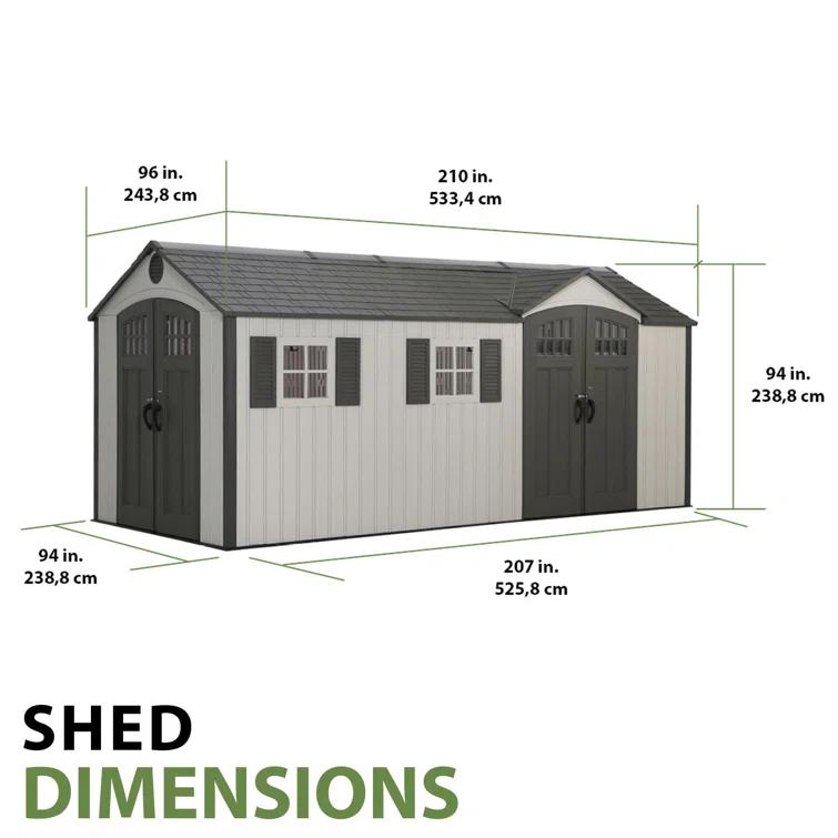 Lifetime 17.5 Ft. x 8 Ft. High-Density Polyethylene (Plastic) Steel Reinforced Outdoor Storage Shed