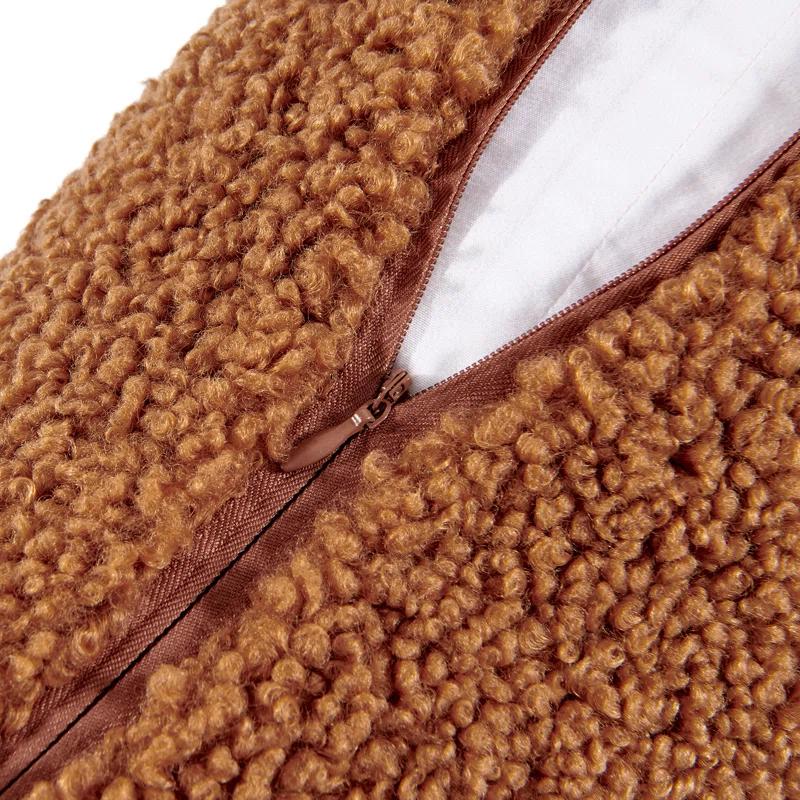 Teddy Soft Plush Textured Boucle Cozy Fluffy Classic Chic Modern Rustic Decorative Pillow