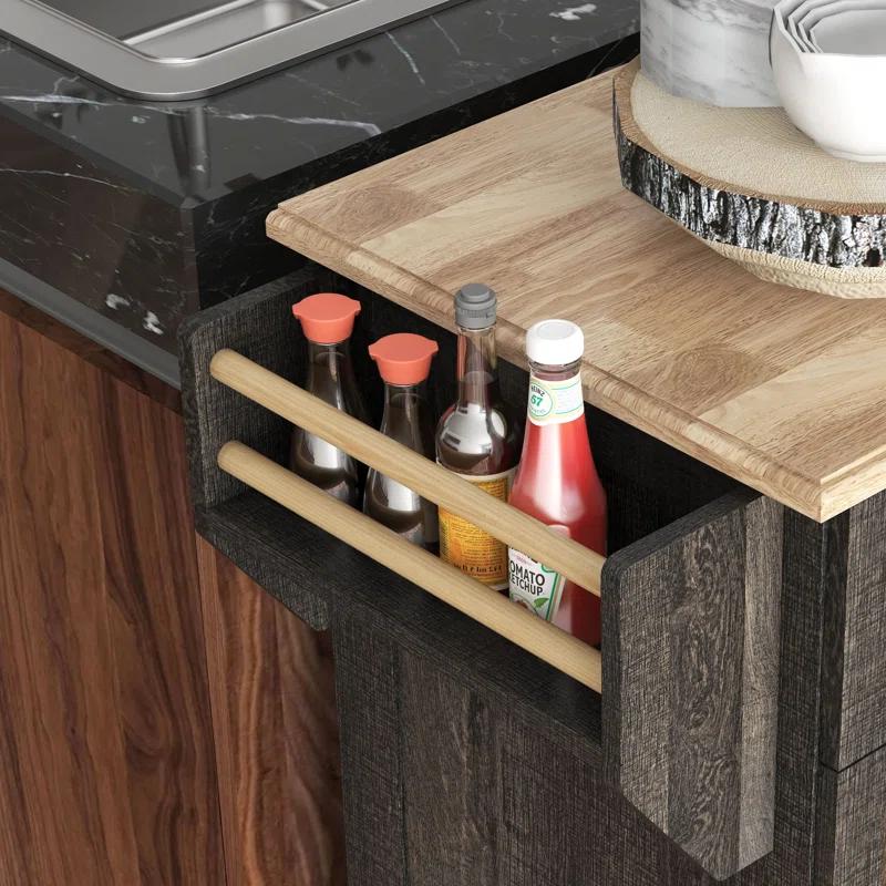 Latitude Run® Triple-Cabinet Kitchen Island On Wheels, Kitchen Storage Cabinet