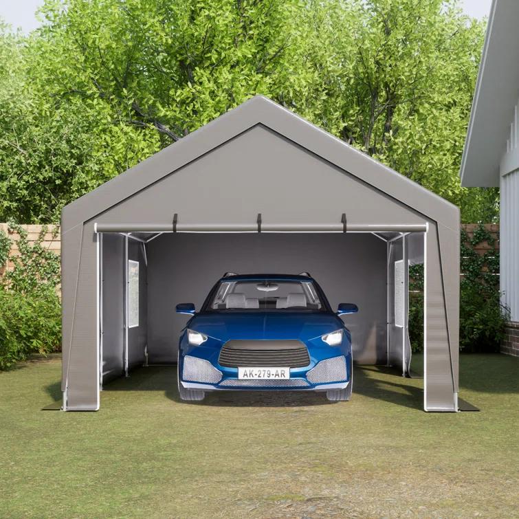 Thanaddo 13 Ft. W x 20 Ft. D Garage Heavy Duty Carport Portable Garage Storage Shed Canopy