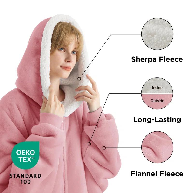 Bedsure Bedsure Blanket Hoodie - Sherpa Wearable Blanket With Zipper As Gifts For Mom Women Girlfriend, Winter Cozy Blanket Jacket