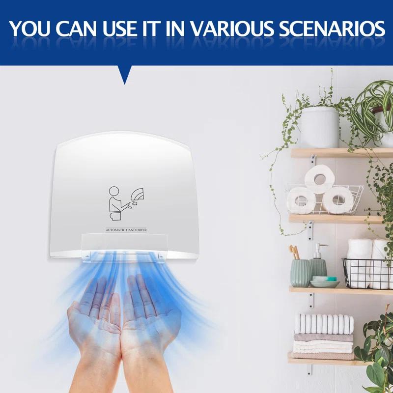 NATIONAL WINDOW 2 Pcs Electric Hand Dryer Commercial Compact Air Wiper Automatic Hand Air Dryer For Dry Machine Wall Business Home Household Restroom Office Mall, 110V,1200W