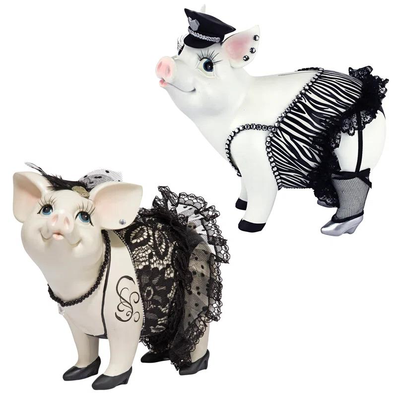 Design Toscano Lace and Lard, Pig Statues