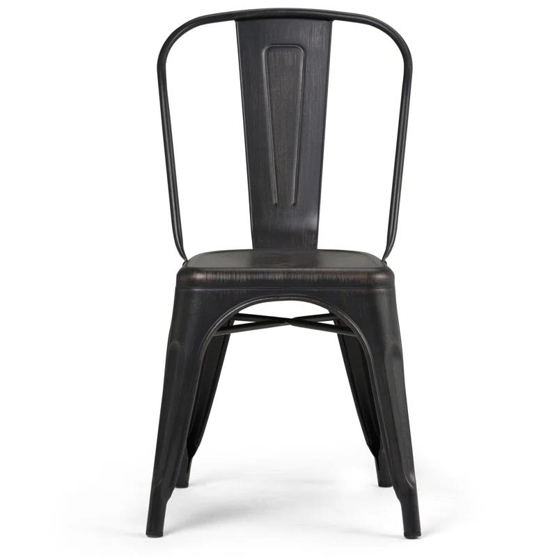 Simpli Home Fletcher Industrial Iron Dining Chair with Stackable Design and Protective Rubber Caps (Set of 2) (Set of 2)