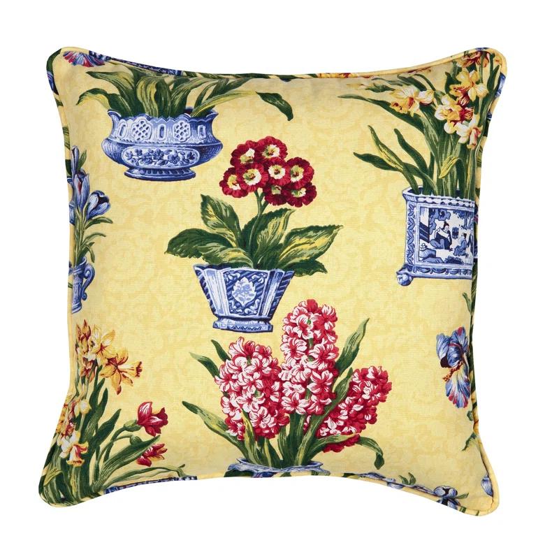 Melanie Floral Cotton Reversible Throw Pillow