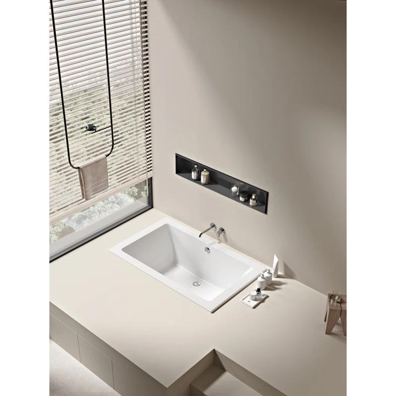 Kingston Brass Aqua Eden 59-Inch Acrylic Rectangular Drop-In Tub with Reversible Drain