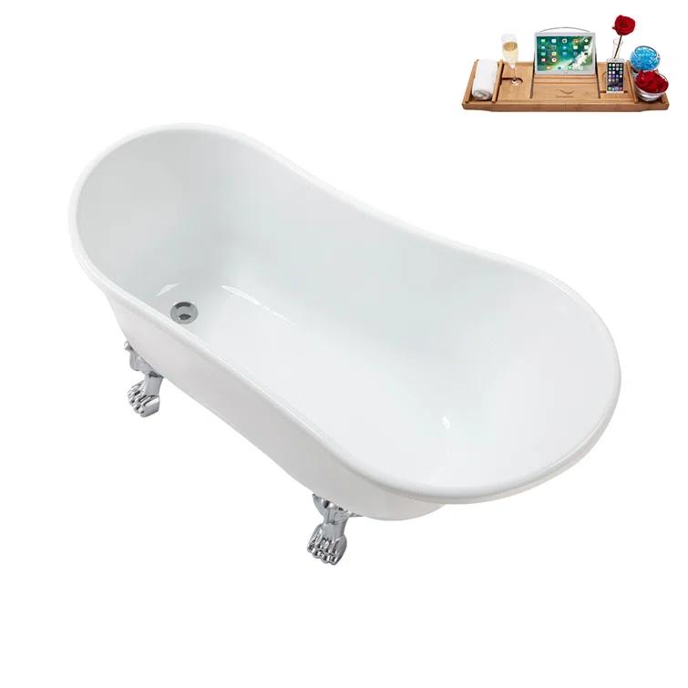 Streamline Bath 51.2'' x 25.6'' Freestanding Soaking Acrylic Bathtub N373CH-IN-CH