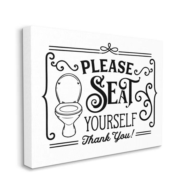 Stupell Industries " Seat Yourself Vintage Style Bathroom Toilet Design " by Lettered And Lined