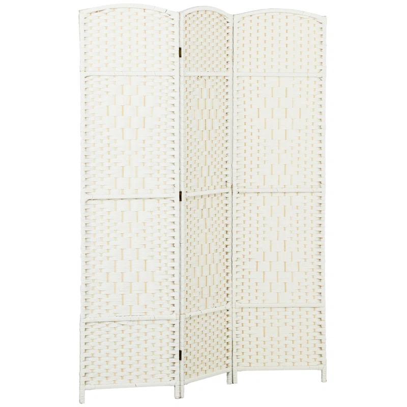 Winston Porter 3 Panel Room Divider, 6' Tall Folding Privacy Screen, Hand-Woven Freestanding Wall Partition For Home Office, Bedroom