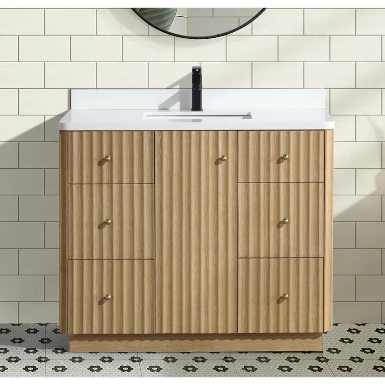 Ari Kitchen & Bath La Jolla 42'' Single Bathroom Vanity With Engineered Stone Top | Wayfair