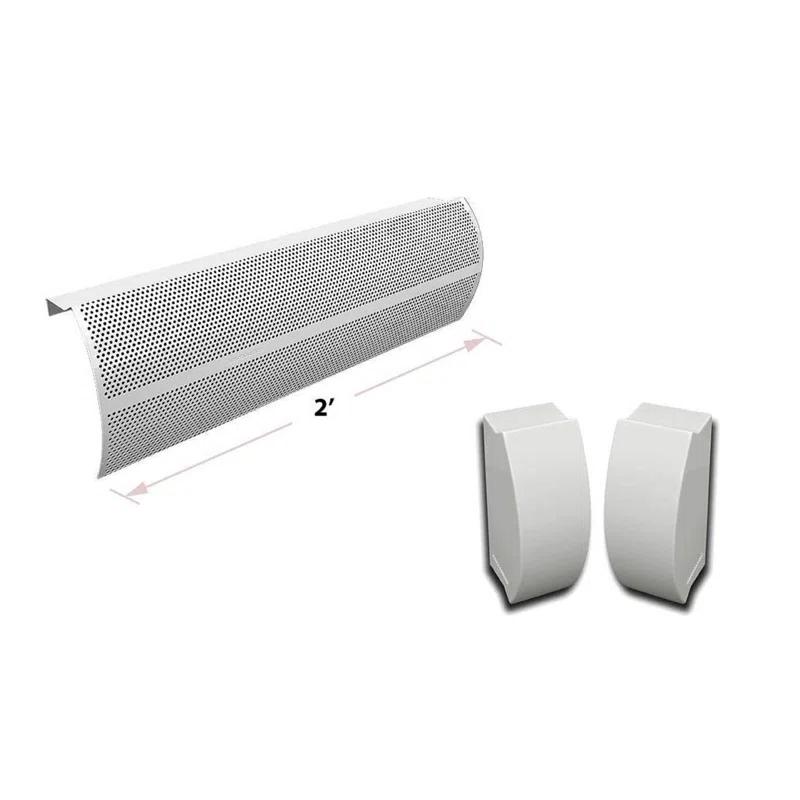 Baseboarders Baseboarders Elliptus Galvanized Steel Easy Slip-on Baseboard Heater Cover Set - White | Heater Cover and Endcaps Included