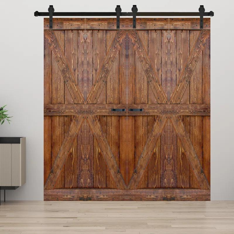 IsLife K Style Finished Solid Wood Bi-Fold Double Barn Door With Hardware Kit -Assembly Needed
