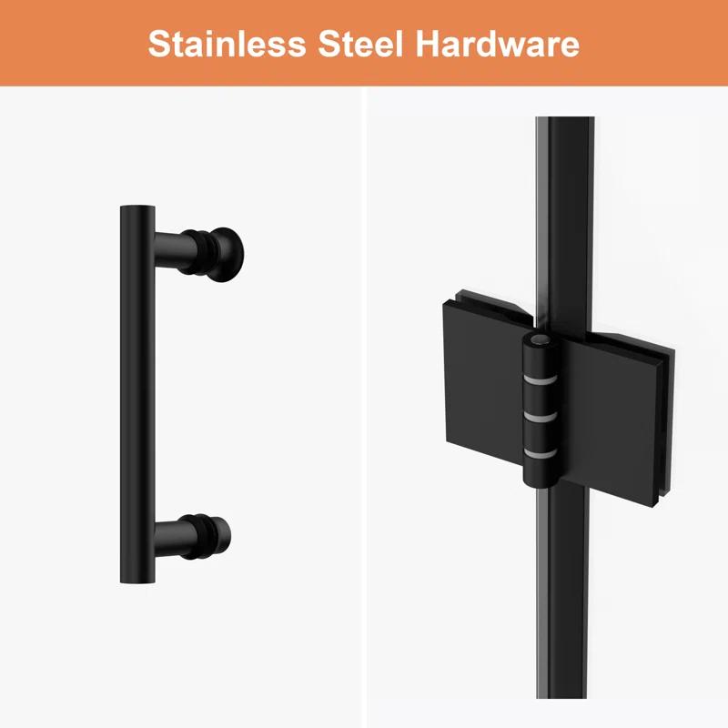 30 in.W x 72 in.H Bifold Frameless Glass Shower Door 1/4 in. Fold Glass Pivot Swing Shower Door