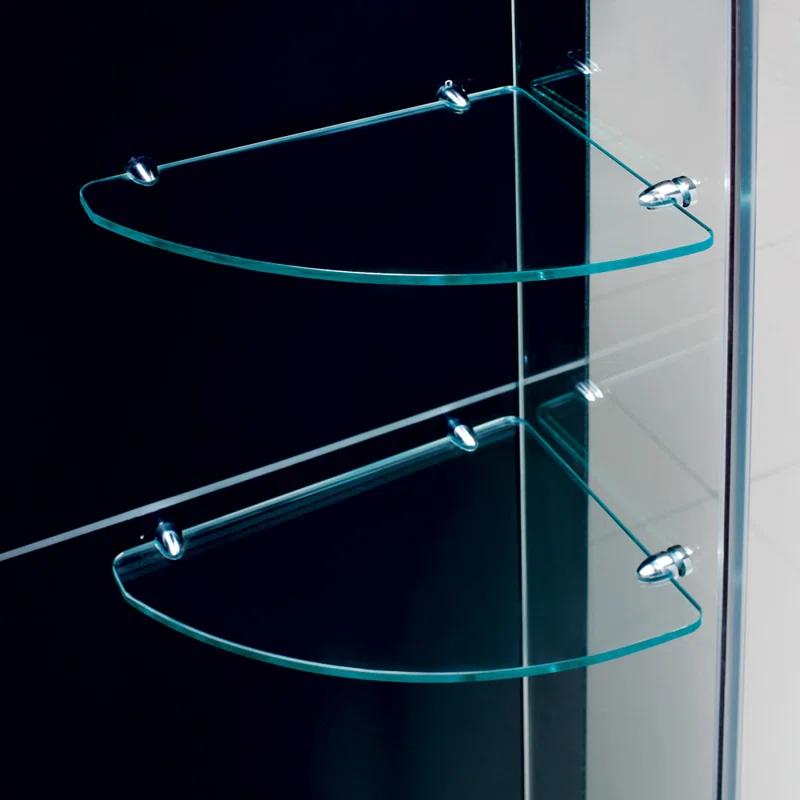 Unidoor Frameless Hinged Shower Door with Glass Shelves