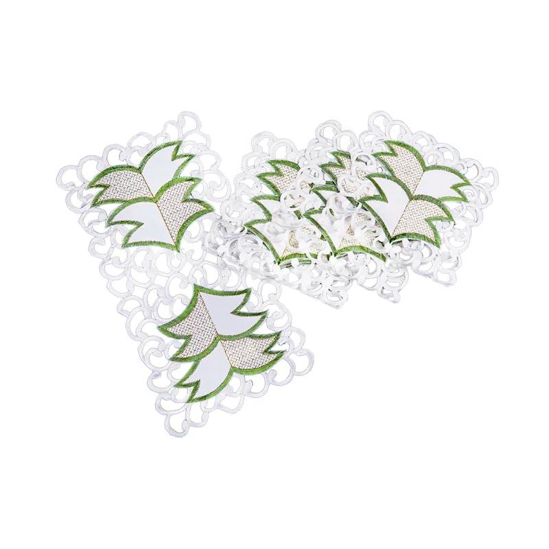 The Holiday Aisle® Salley Embroidered Cutwork Holiday Traycloth/Runner (Set of 4)