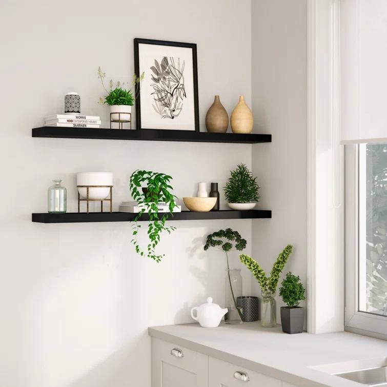 Ballucci Miami 48" W x 8" D Floating Shelves Set with Invisible Wall Mount Brackets (Set of 2)