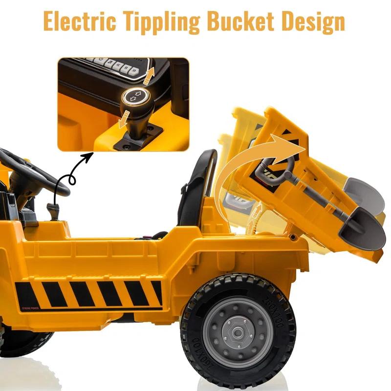 Hetoy Ride On Dump Truck, 12V Ride On Car With Remote Control