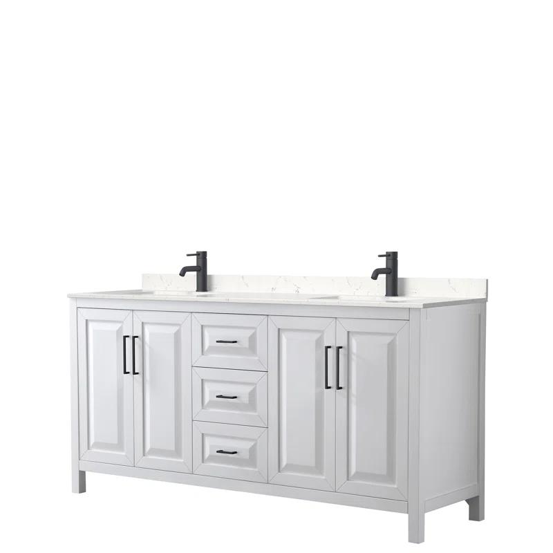Wyndham Collection Daria 72'' Double Bathroom Vanity with Carrara Marble Top