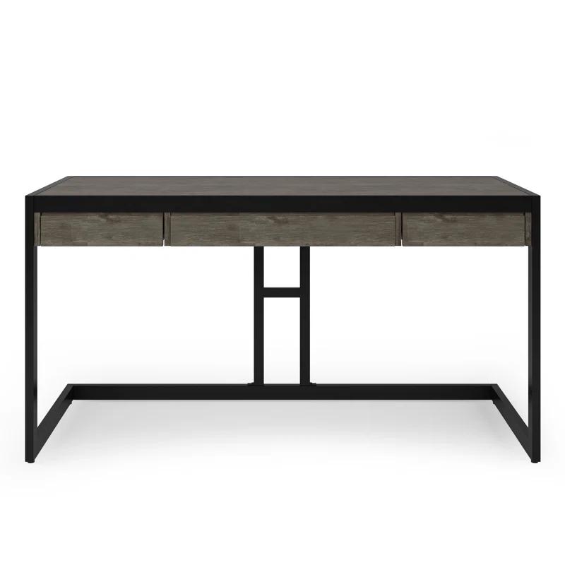 Simpli Home Erina Solid Acacia Wood Desk, Industrial Style with Keyboard Tray and 2 Drawers & Reviews | Wayfair