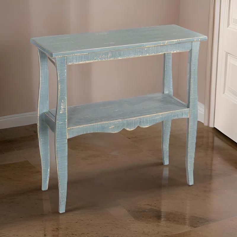 Benjara Rena Side End Table, Scallop Trim, 28 Inch Mahogany