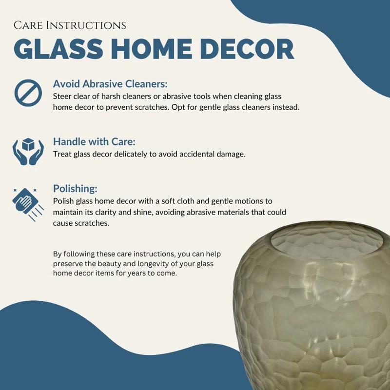 Bergamo Art 10" Decorative Handmade Glass Light Smoke Patterned Vase