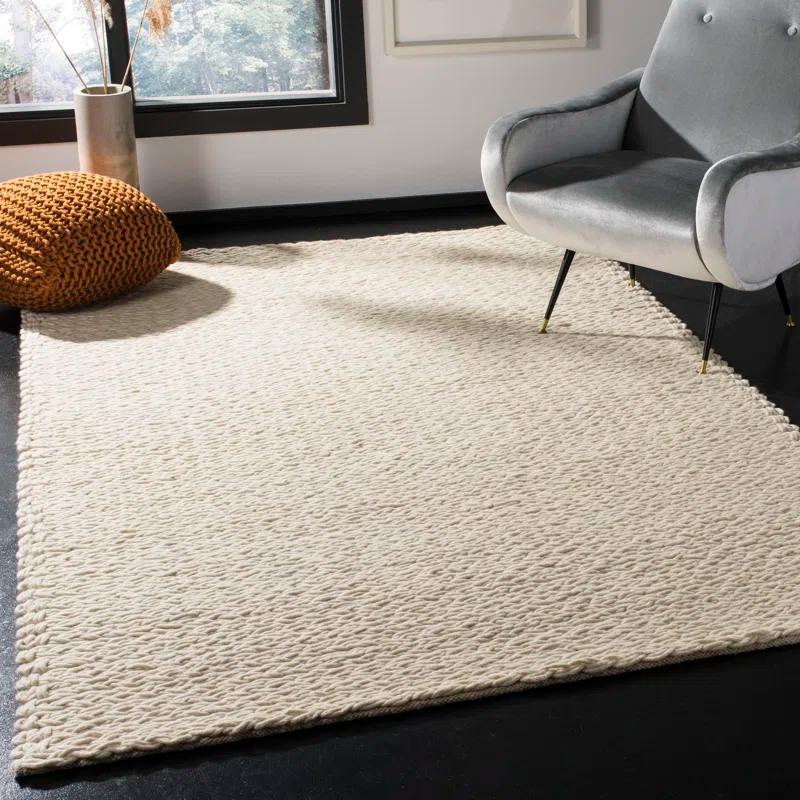 Gracie Oaks Martino Hand Woven Performance Solid Color Rug