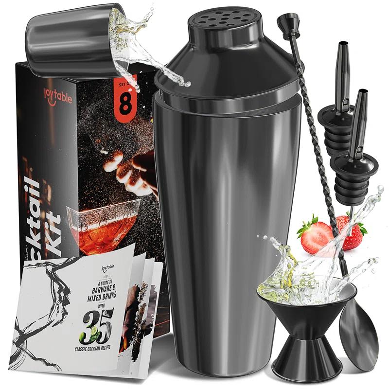 Joytable 8 Piece Stainless Steel Cocktail Shaker Bar Tool Set