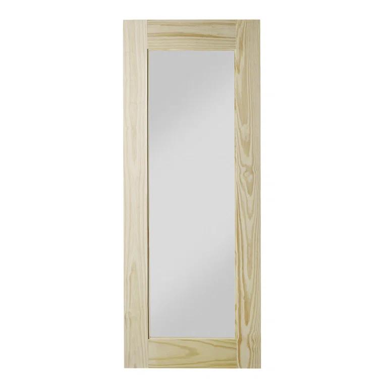 Renin Reflex 84'' Solid Wood Mirrored Unfinished without Installation Hardware Kit Barn Door