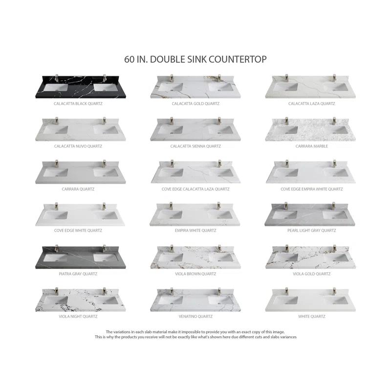 Willow Collections Sonoma 60'' Double Bathroom Vanity with Quartz Top